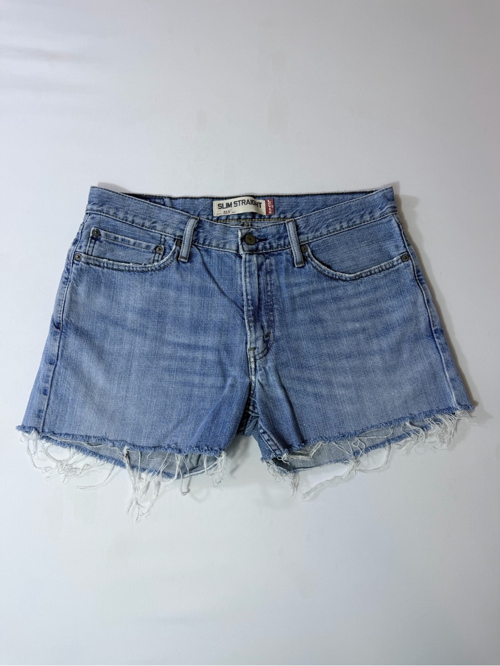Levi's Light Blue Denim Cutoff Shorts with Frayed Hem Size 33 x 32